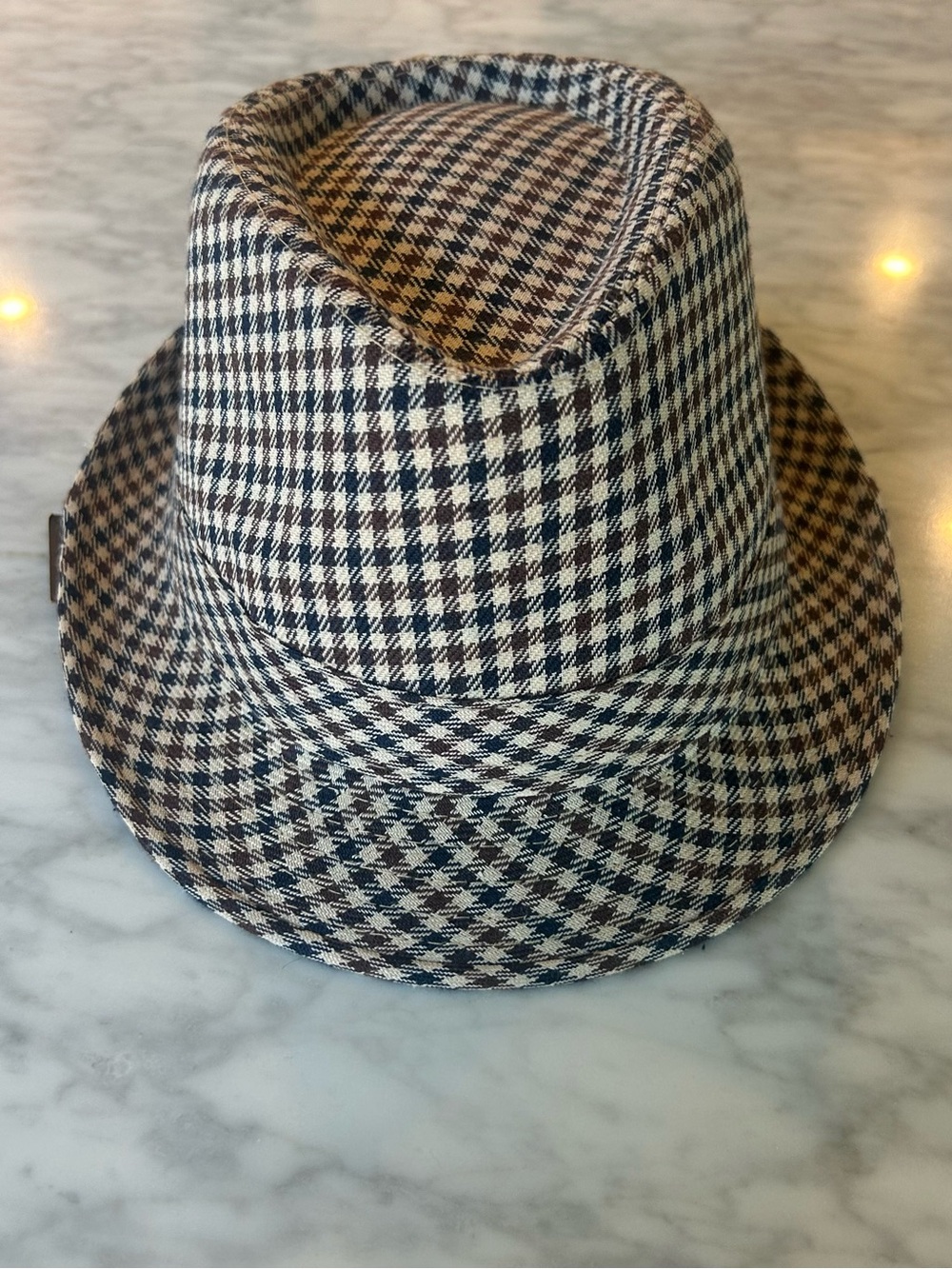 Hipster Brand Houndstooth Fedora Hat - Black & beige Size Large/X Large NWT